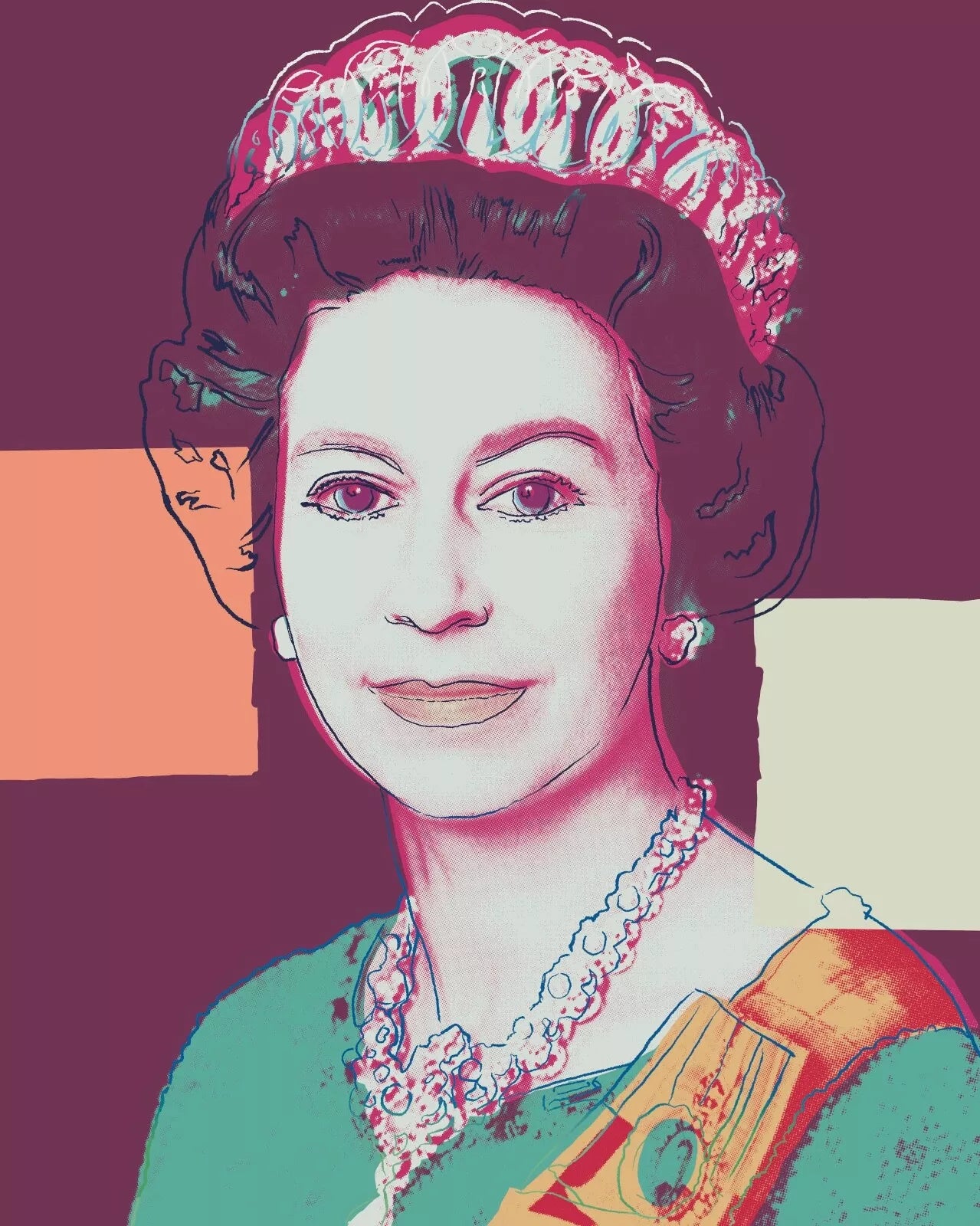 Andy Warhol/Sunday B. Morning - Queen Elizabeth (Diamond dust)